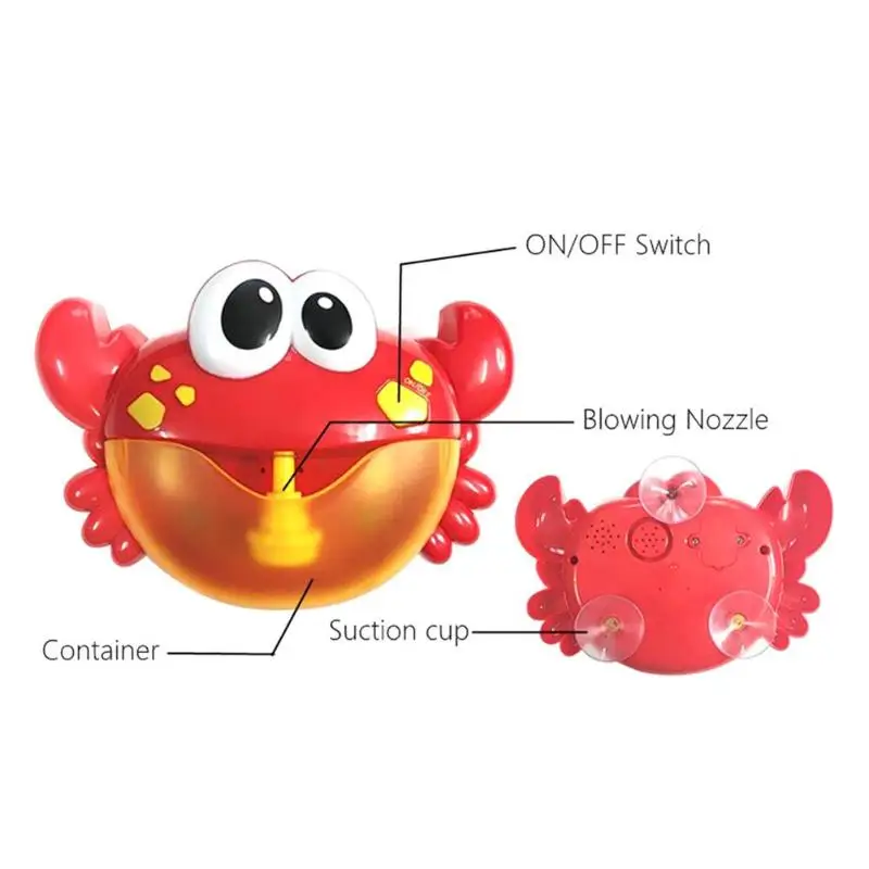 Красный пластиковый Краб пузырчатая машина приятное музыкальное устройство для мыльных пузырей ванна для маленьких детей ванны душ ванная комната забавные игрушки
