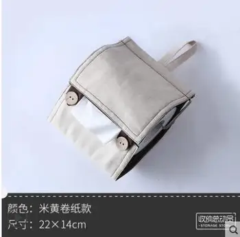 

Japanese cotton and linen tissue box fabric paper towel set can be hanging paper bag roll paper bag table car paper towel bag
