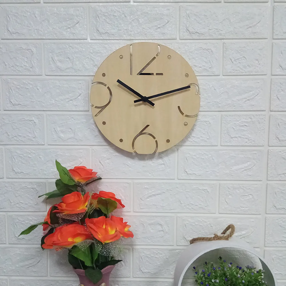 

Household decorative wooden wall clock Creative Wall Clock European Wood Watch Modern Design Home Decor Silent H0322