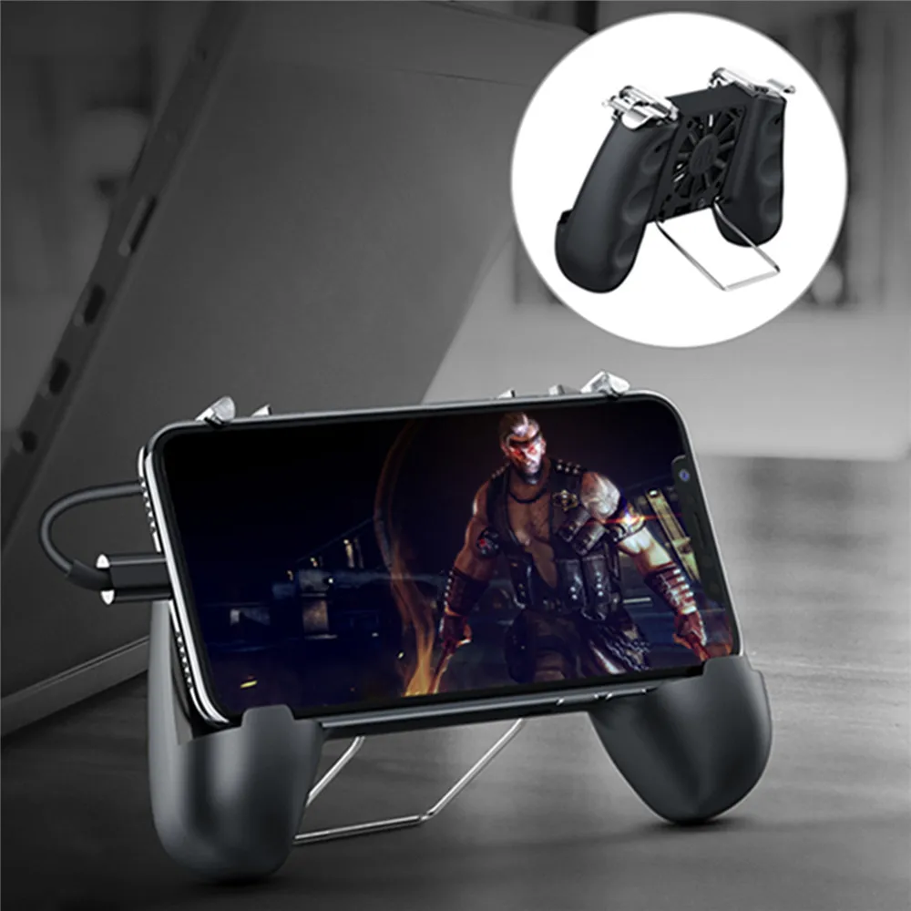 

PUBG Gamepad Controller Holder Smart Phone Trigger Fire Aim Key Joystick with Cooler Cooling Fan Mobile Power Bank Gamepads