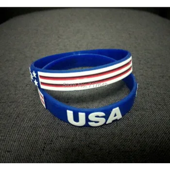

300pcs Embossed USA wristband silicone bracelets free shipping by FEDEX