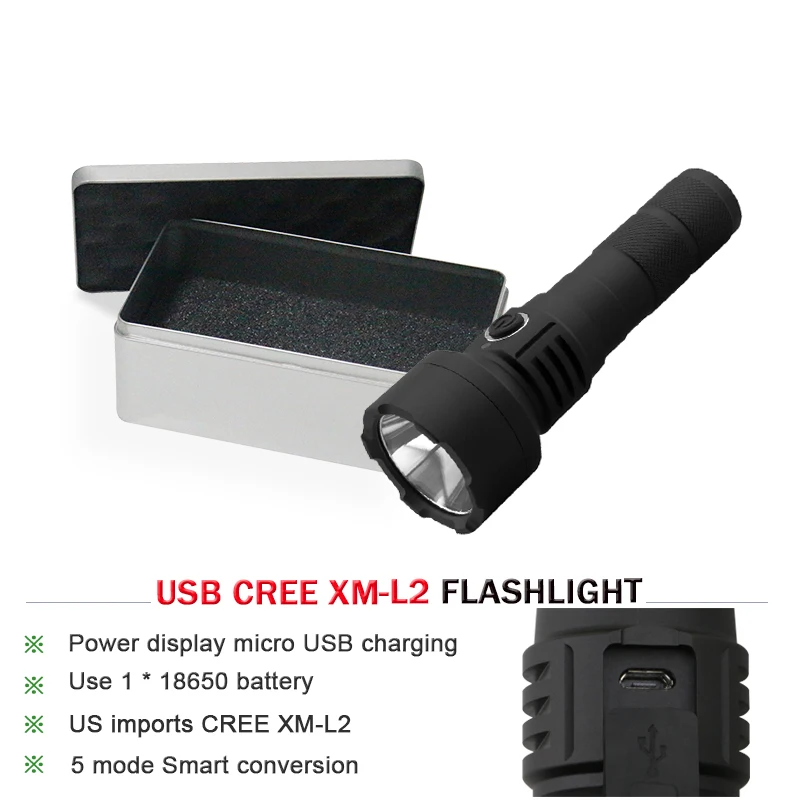 

powerful led flashlight cree xm l2 led flash light usb rechargeable lanterna torch waterproof 18650 battery outdoor lamp zaklamp