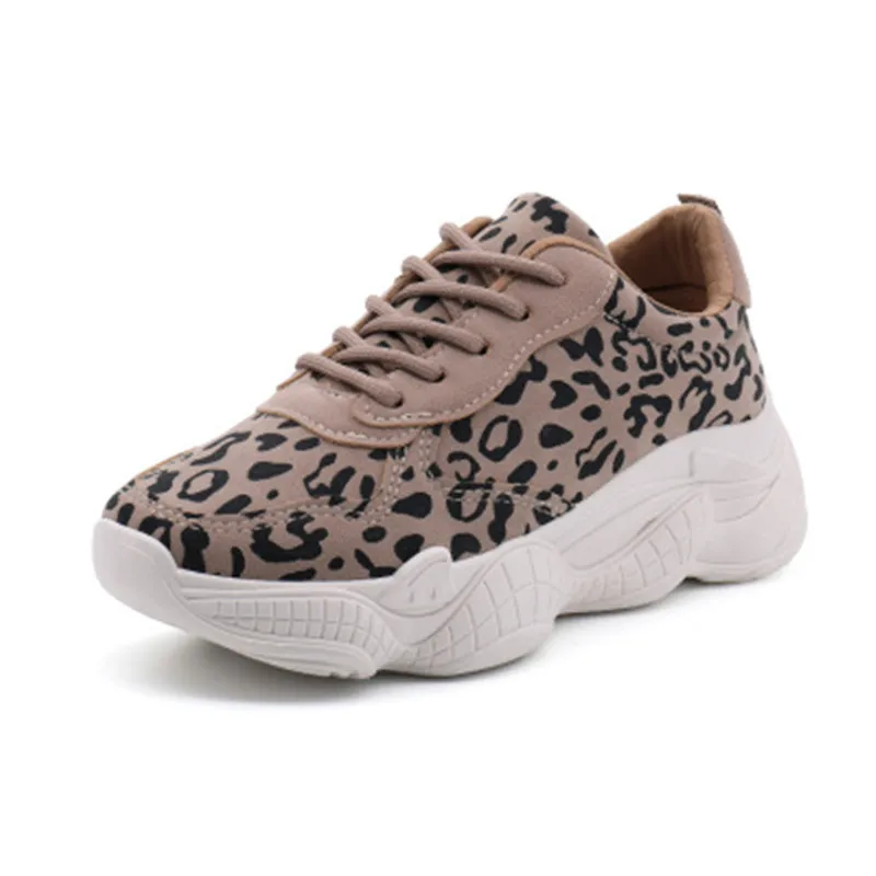 

Ins Hot Sale Patchwork Women Casual Shoes Leopard Pattern Clunky Daddy Sneakers Fashion Sexy Design Zapatos Mujer