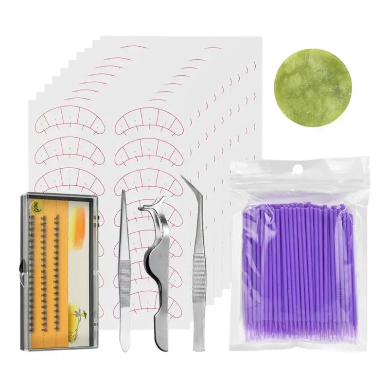 

1 Set False Eye Lashes Extension Kits Cotton Swab Eyelash Brush Tweezers False Eyelashes Extension Swabs Tweezers Kits Mannequin