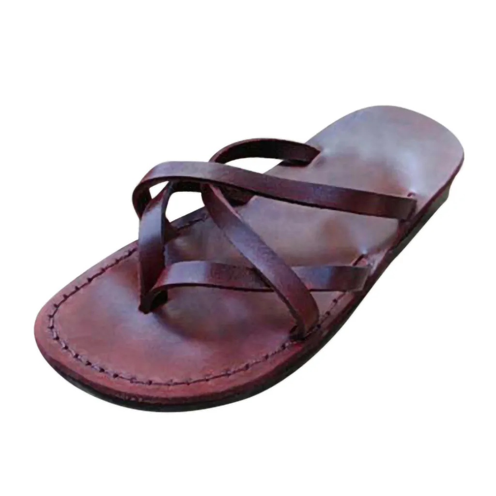 

SAGACE Women Fashion Open Toe Flip-Flops Flats Beach Roman Simple Ladies Solid Color Round Toe Shallow Slip-On New Slippers