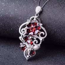 Натуральный красный гранат камень кулон S925 Серебряный натуральный драгоценный камень кулон Цепочки и ожерелья модные большие длинные женские вечерние ювелирные украшения