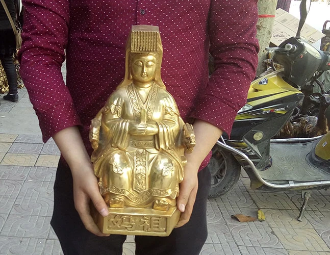 L SIZE--GOLDEN MAZU статуя # Asia family HOME эффективная защита-Морская богиня Мазу Гуаньинь