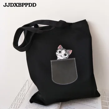 

2019 New Canvas Bag Reusable Shopping Bags Grocery Tote Bag Cotton Daily Use Handbags Women Casual Handbag