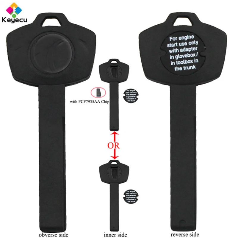 Запасной пластиковый ключ KEYECU для BMW X5 X6 E93 E92 E60 с чипом ID44 PCF7935 или без чипа на