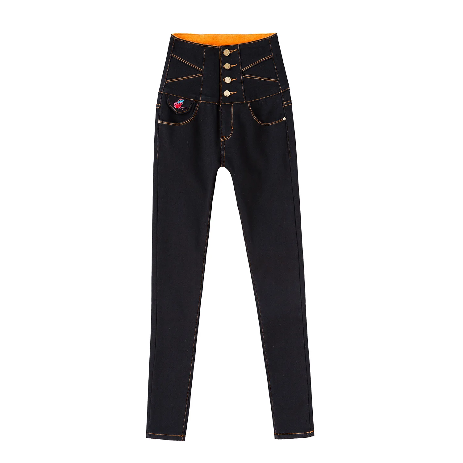 2019 зимние женские плюс бархатные толстые джинсы женские с высокой талией теплые и тонкие черные брюки-Карандаш Плюс Размер