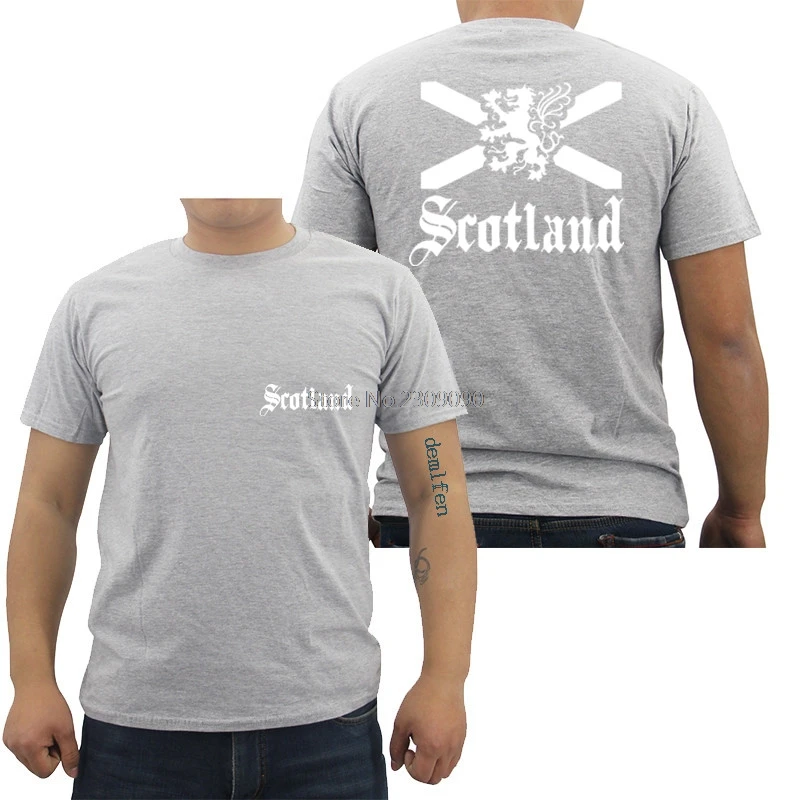Шотландский Флаг Шотландии Футболка мужская повседневная хлопковая футболка с коротким рукавом Повседневная мужская футболка хип-хоп футболки топы Харадзюку уличная одежда - Цвет: gray