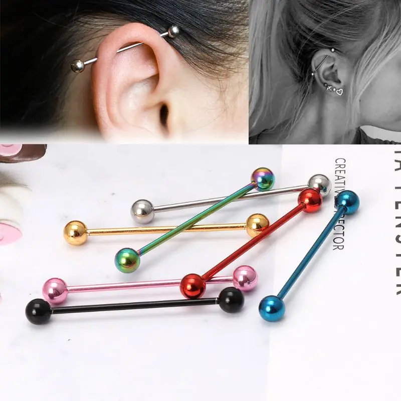 

14G 7Pcs Stainless Steel Barbell Ear Cartilage Long Bar Earring Piercing Jewelry Drop Ship W2952001
