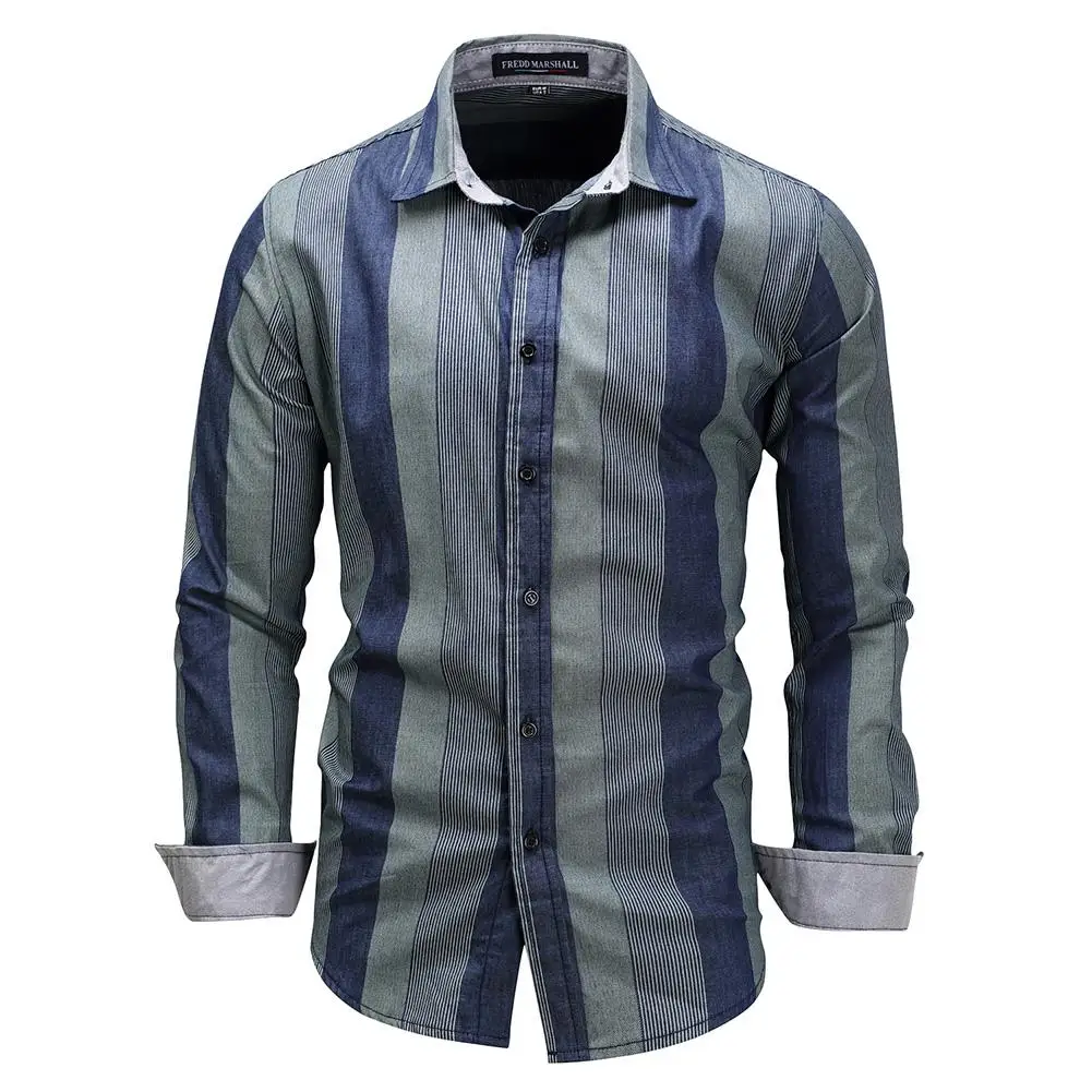 Great look and lasting durability Men Casual Printed Dress Shirt Long