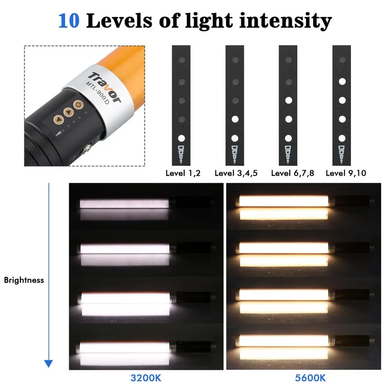 Travor MTL-900D светодиодный видео свет Волшебная трубка свет/фотография Освещение двухцветный 3200 K-5500 K 298 шт светодиодный s+ адаптер питания переменного тока