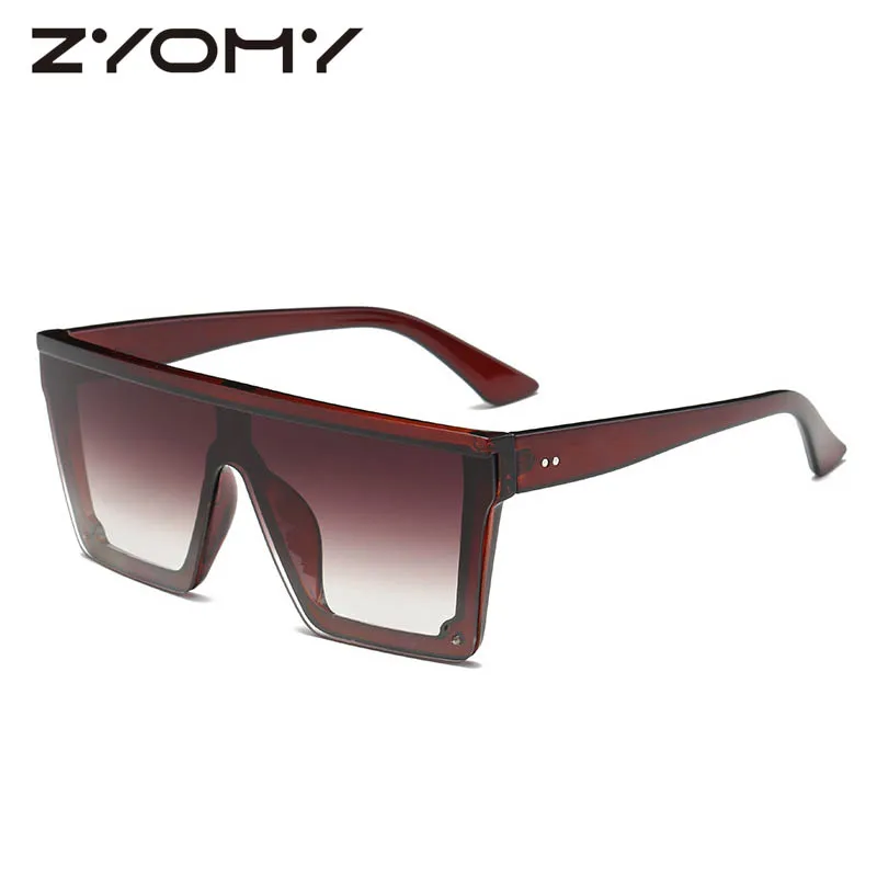 ZYOMY, квадратные цельные очки для вождения, сиамские солнцезащитные очки для женщин, мужские солнцезащитные очки, UV400, фирменный дизайн, солнцезащитные очки - Цвет линз: C2 tea tea