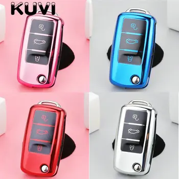 

Hight quality Tpu Car Key Cover Case Keyring Fit for Volkswagen Bora Tiguan Passat B5 B6 Jetta VW Key Cover Case