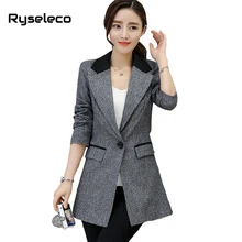 Ryseleco Весна длинным рукавом, офис леди блейзеры пальто одной кнопки фигурные карманы элегантные деловые Топы блейзер