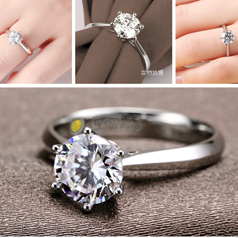 Романтические Классические круглые кольца с кубическим цирконием, 925 пробы, серебряные кольца для женщин, свадебные ювелирные изделия
