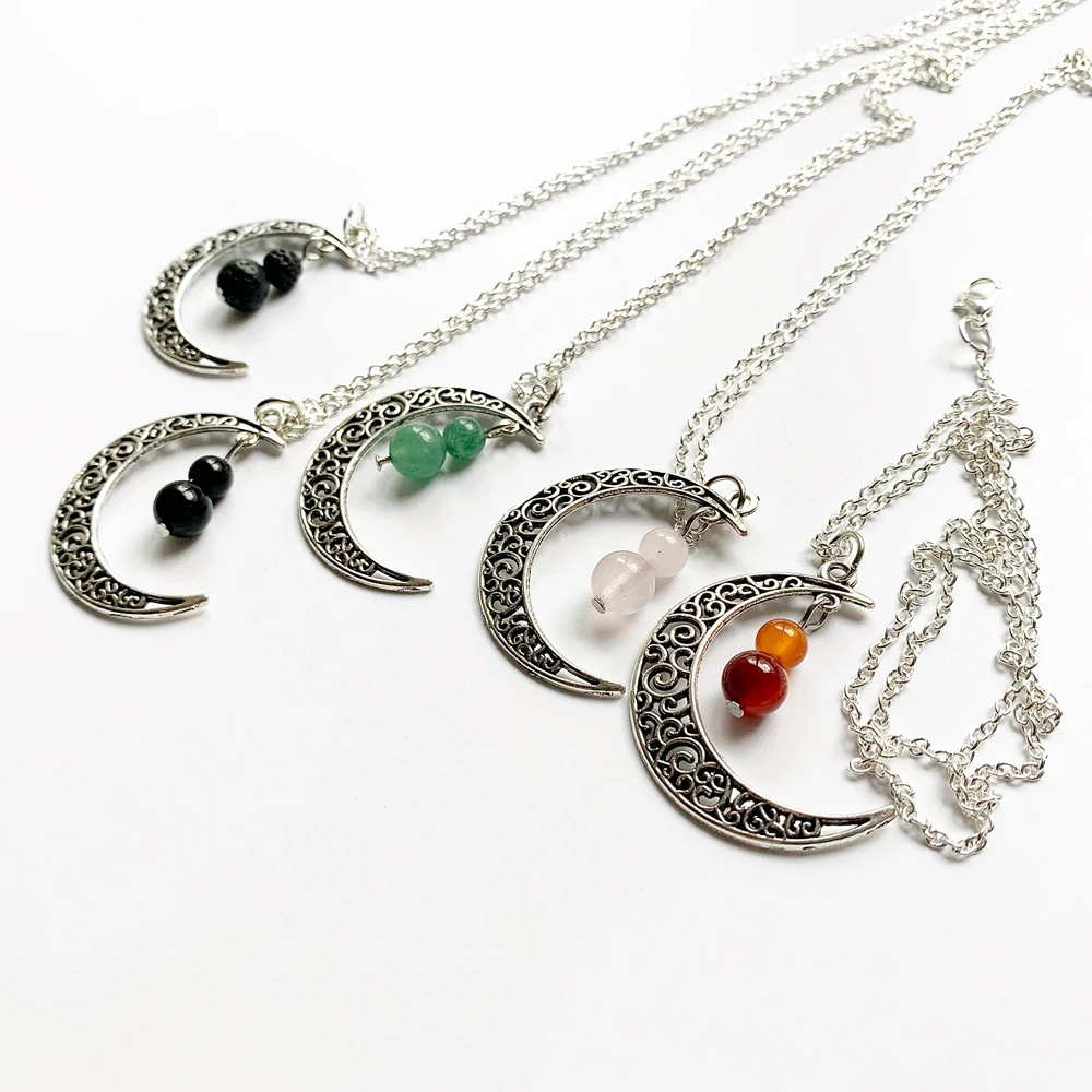 Moon shaped necklace metal