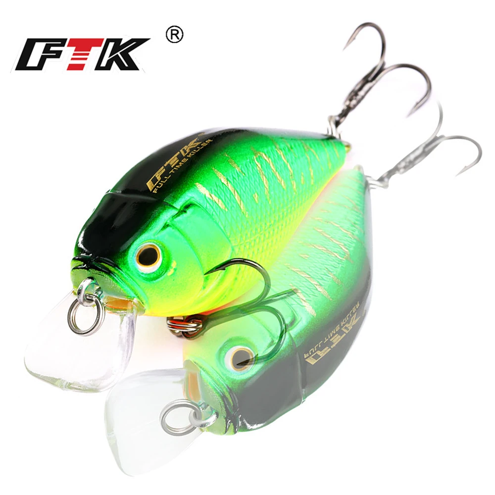 Приманка для рыбалки от ftk Crankbait, 1 шт., 44 мм, 30 г, рыболовная приманка, цветная плавающая рыба, плавающая жесткая рыболовная снасть, глубина 0,05 м