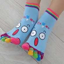 6 пара мультфильмы Для женщин носки удобные теплые Женский Средний носки без пятки удобные чулочно-носочные изделия пять пальцев носок Фитнес Йога