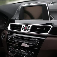 In Fibra di carbonio Style Car Center Console di Aria Condizionata Presa di Cornice Per BMW X1 F48 2016-18 ABS Interno Modificato decalcomanie