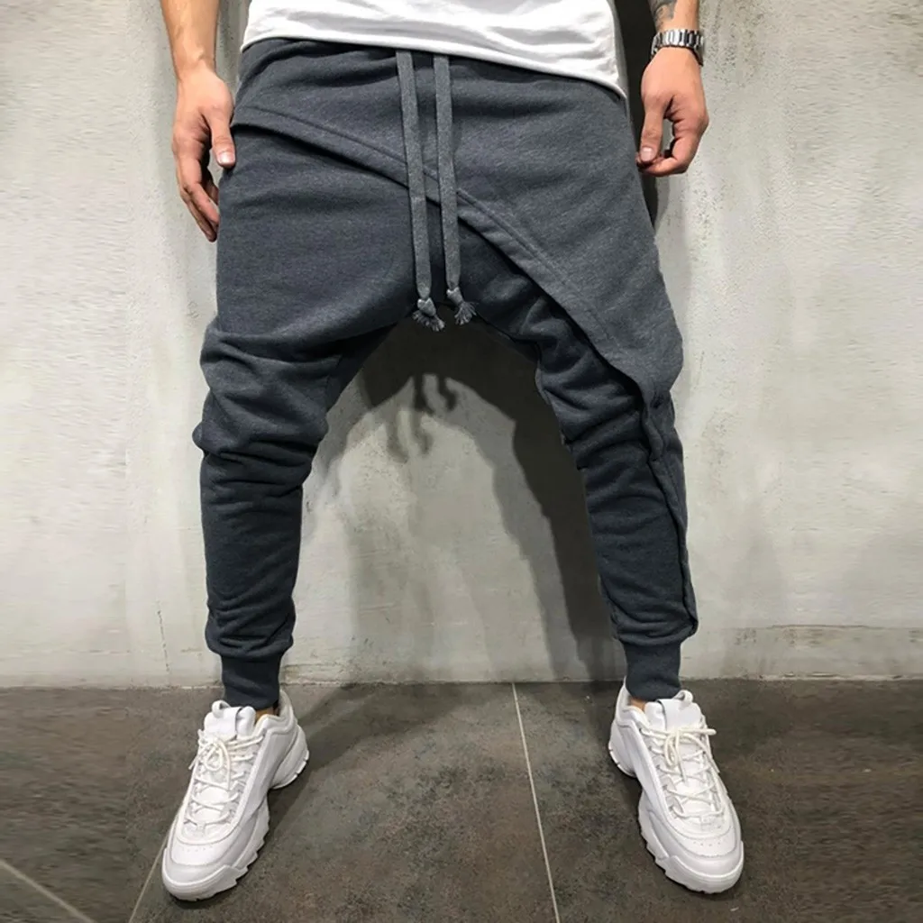 2019 Мужские штаны модные удобные весенне-зимние Jogger многослойный ремень однотонный с кулиской пот брюки 6,5