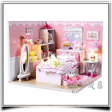 Dream, ангелы M001 diy миниатюрная спальня с голосовым светодиодный свет Деревянный Кукольный дом мебель