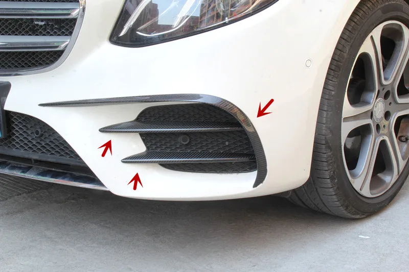 Reale della Fibra del Carbonio di Colore Anteriore Copertura Della Lampada Della Nebbia Trim Per BENZ CLASSE E W213 E200 E260 E300 2016-2018