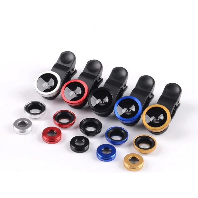 

Universal Clip 3 in 1 HD Fish Eye Camera Macro Wide Angle Phone Lens For iPhone 7 8 6 6s Plus X For Samsung Xiaomi Huawei