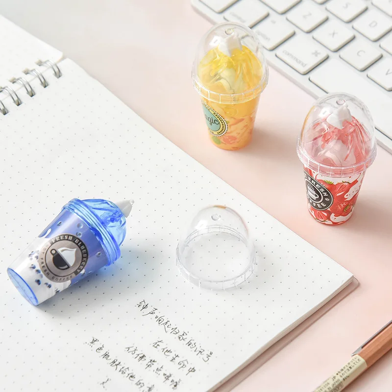 

Cute Stationery Creative Correction with Milk Tea Cup Altered with Ice Cream Correction with Kawaii School Supplies