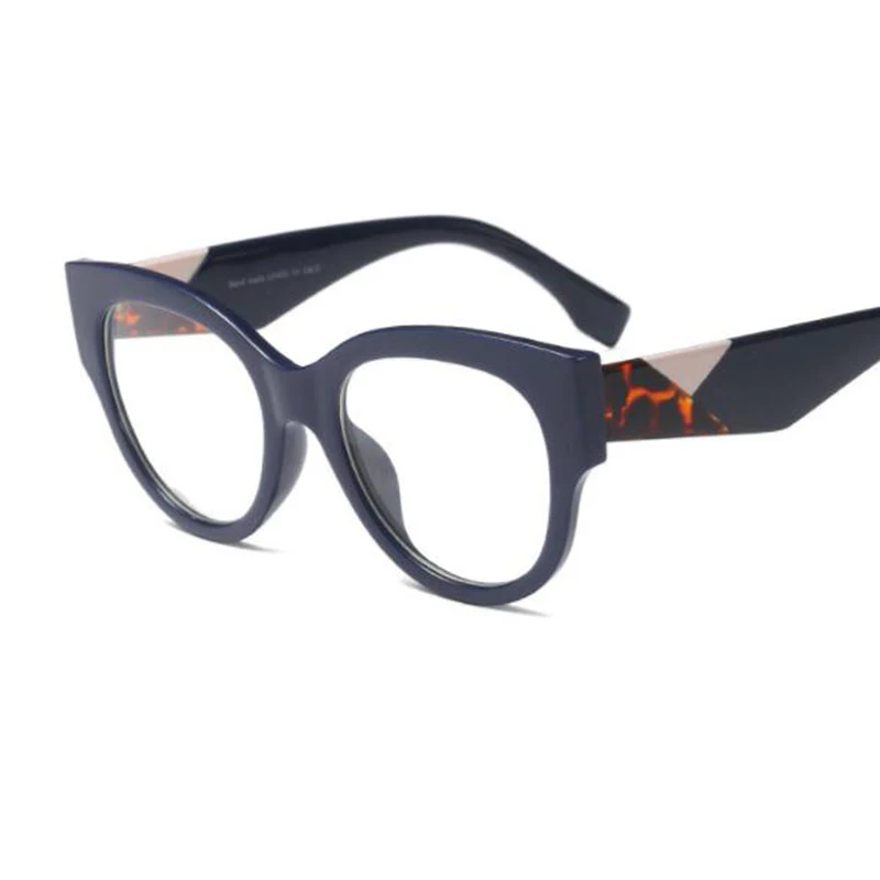 Кошачий глаз, оправа для очков, прозрачные очки, роскошные очки для близорукости, большие синие очки, Женские аксессуары, прозрачные линзы, очки