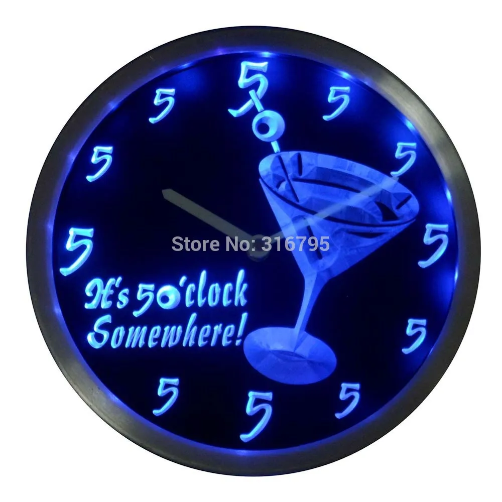 nc0459 It's 5 O'clock pm Somewhere Cocktails Bar Beer gift Neon LED