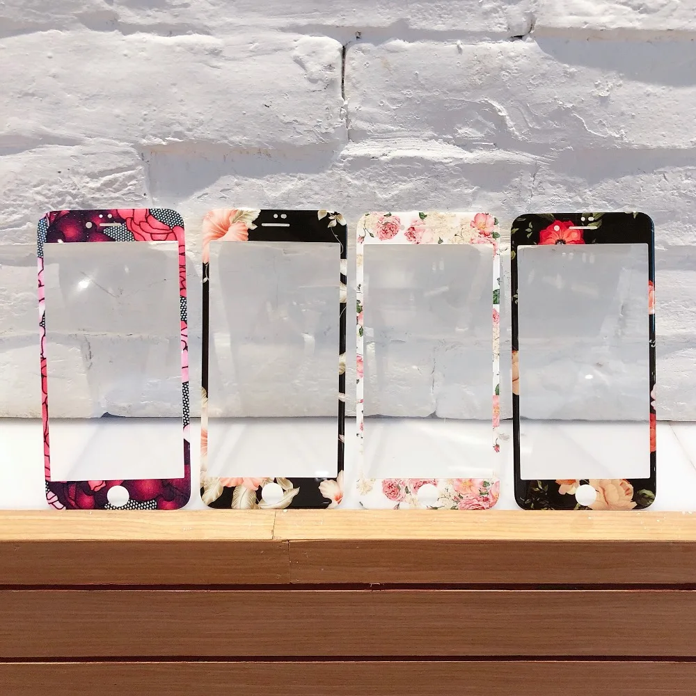 

Beautiful Flowers Curve Edge Color Fiber Tempered Glass Film For iPhone 6 6s 7 8 Plus Screen Protector Full Cover
