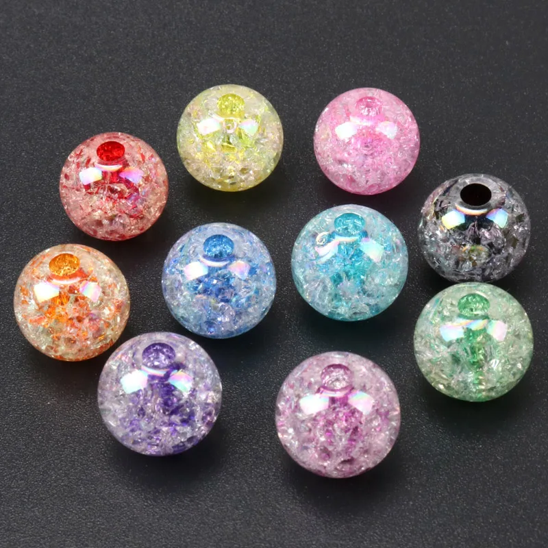

2018 New Arrivals 14 16 18 20mm Mixed AB Transparent Crackle Round Beads Acrylic Spacer Ball Beads For Jewelry Making KL64