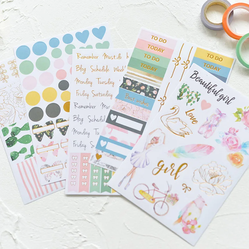 

KLJUYP 5sheets Beautiful Girls Self- adhesive Paper Sticker for Scrapbooking Happy Planner/Card Making/Journaling Project