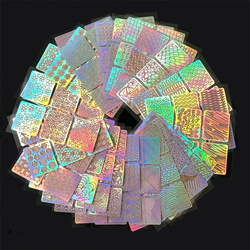 

24 Sheets/Lot Nail Vinyls Irregular Grid Stencil Polish Transfer Manicure Stickers Stamping Template Nail Art Tools