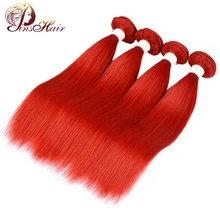 Pinshair цветной красный прямые волосы пучки 99J бордовый перуанские пучки волос пряди человеческих волос для наращивания не Реми 4 Связки дело