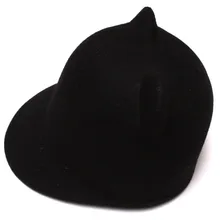 100 Wool Girl Boy Child Fedoras hat With mickey cat ear Cap size 52 54CM For