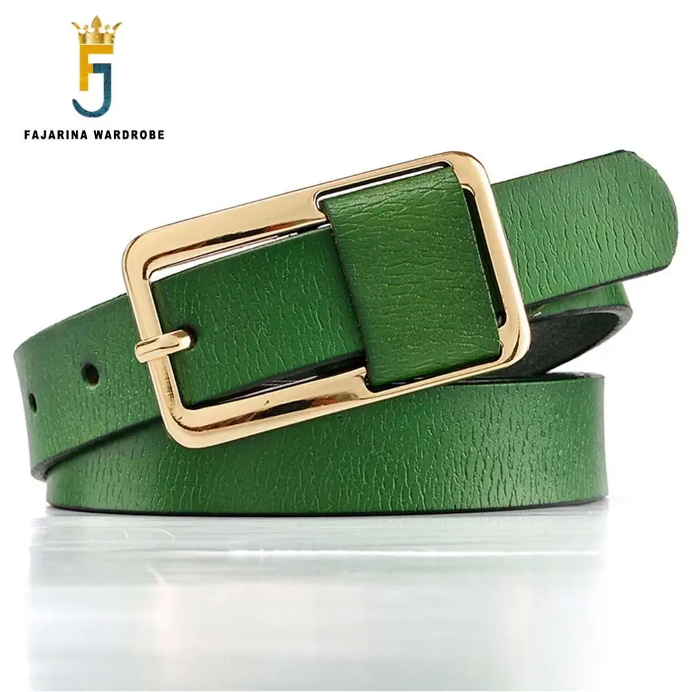 FAJARINA Quality Ladies Cowhide Leather Solid Colour Thin Belt Pure Cow Skin Female Style Thin Belts for Women Jeans LDFJ029 la spezia coffee belt women pin buckle leather belt for jeans ladies cowhide genuine leather brand female fashion square belts