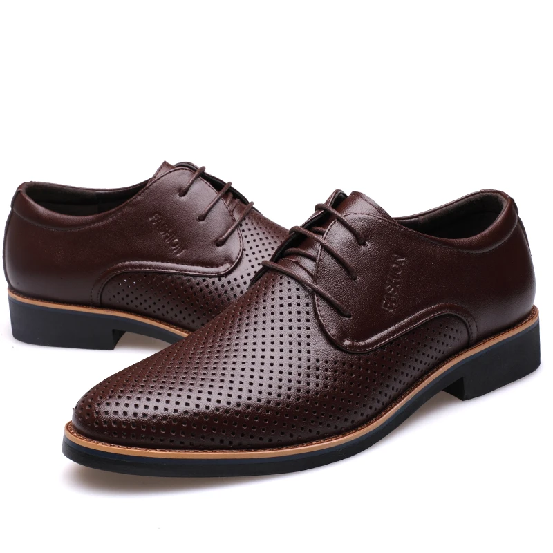Muhuisen Fashion Summer Men Dress Formal Shoes Breathable Hollow Out Leather Male Oxfords Shoes Casual Business Wedding Shoes Muhuisen Fashion Summer Men Dress Formal Shoes Breathable Hollow Out Leather Male Oxfords Shoes Casual Business Wedding Shoes