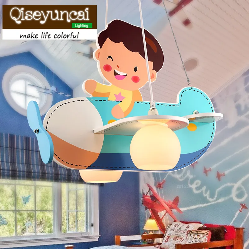 

Qiseyuncai Children's room, cartoon,Aircraft led, chandelier, personality, simple boy, study, bedroom, lamps and lanterns