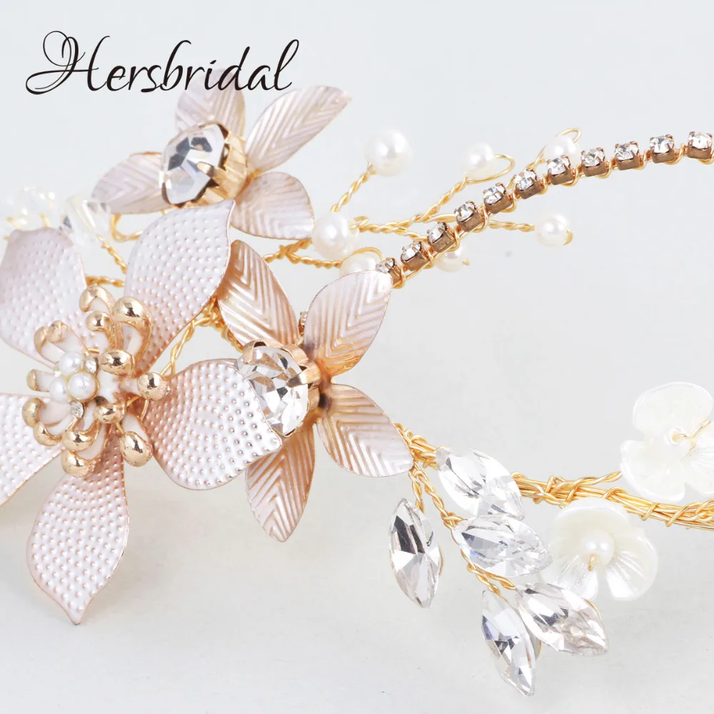 Crystal Floral Wave Bridal Headpiece Handmade Pealrs And Rhinestone Wedding Headband Tiara Lovely Hair Vine 2018 (17)