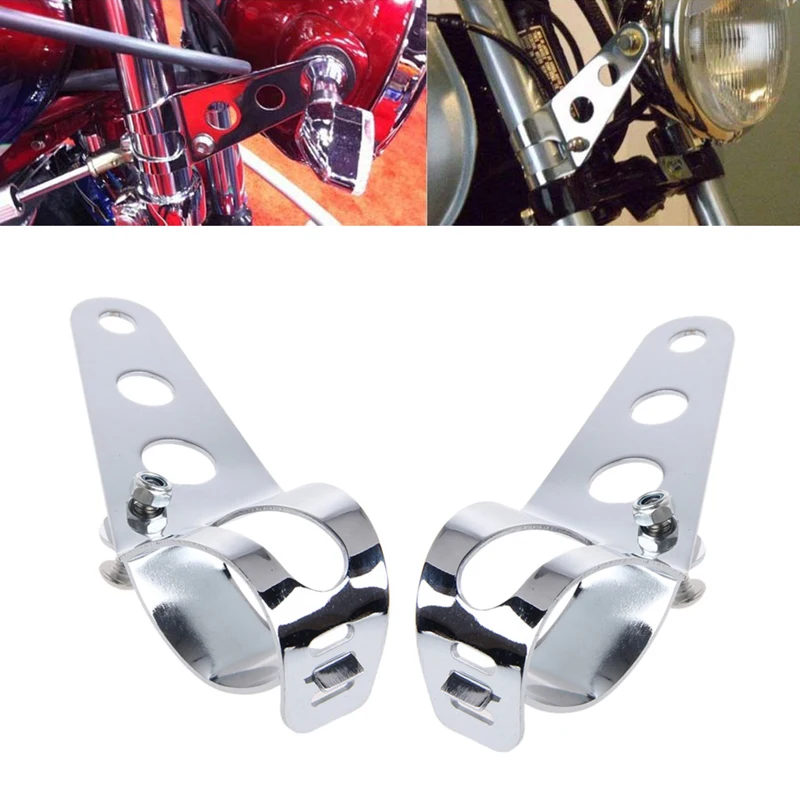 

2 Pcs Universal 33-45mm Motorcycle Headlight Mount Bracket Fork Ears For Bobber Cafe Racer High Quality Sliver