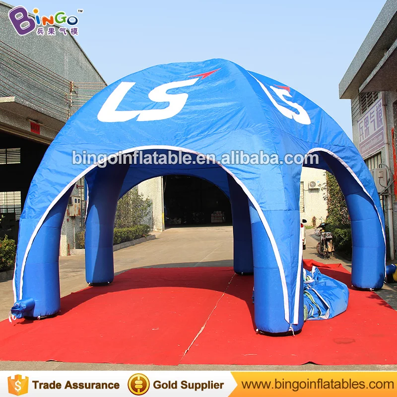  High quality full printed 6m dia Inflatable spider Tent customized 5 columns blue blow up tent for 