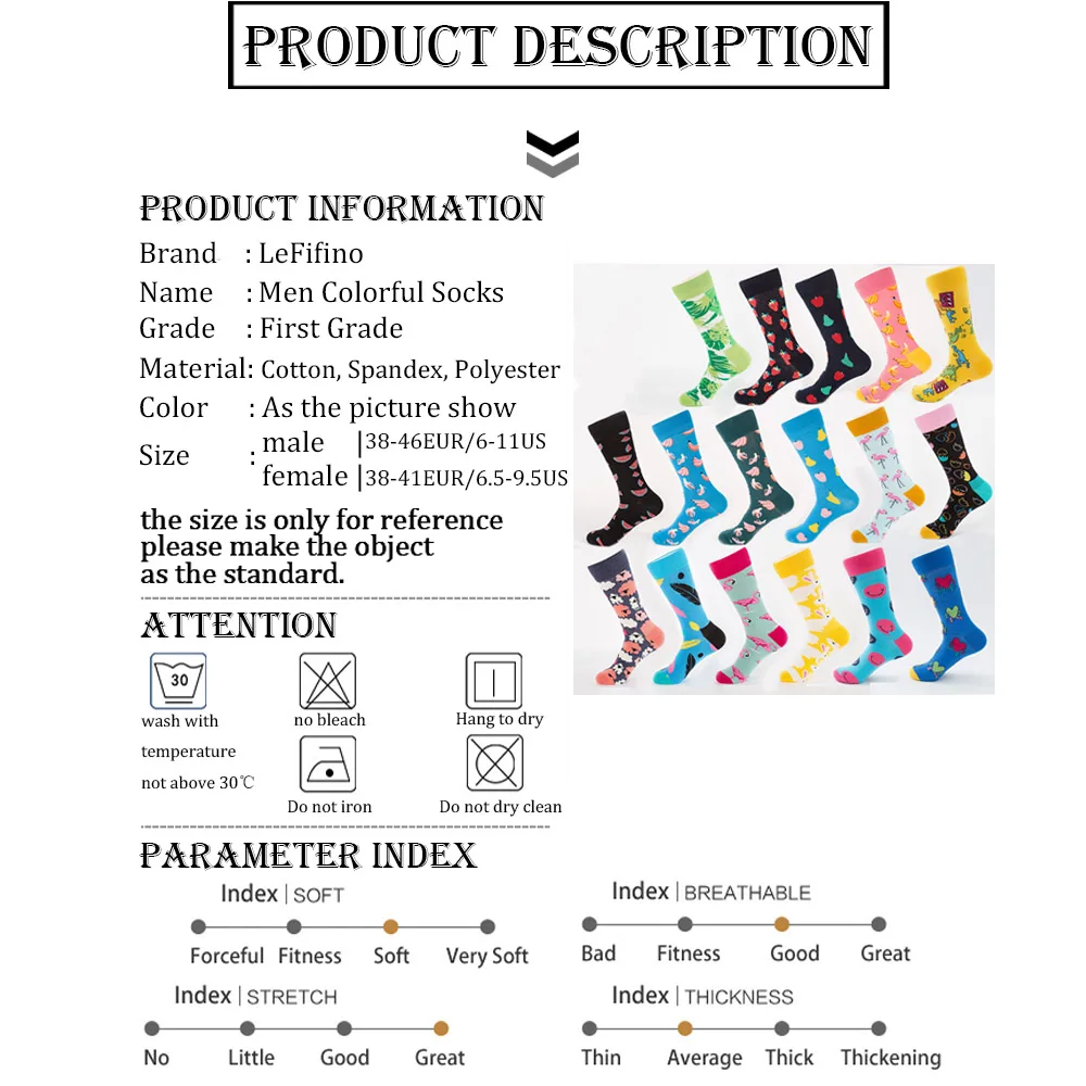 Чесаный хлопок Для мужчин носки красочные Jacquard Crew Happy Socks Корея Фламинго/монстера лист/Яйца динозавров забавные носки смайлик Ne70139