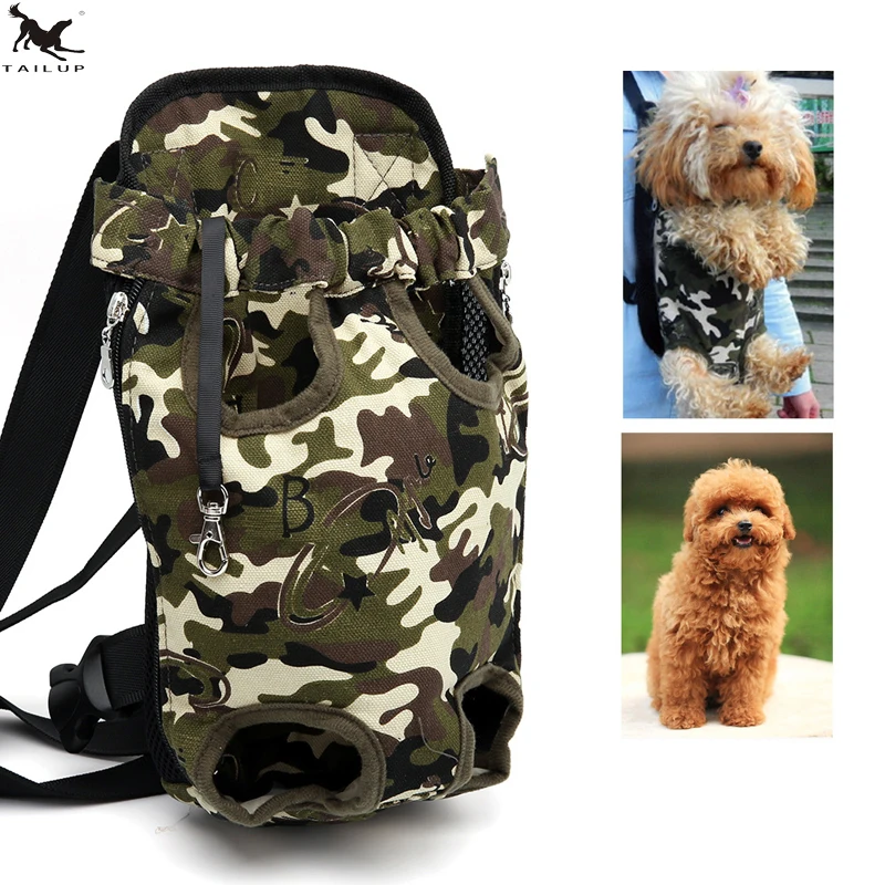TAILUP Pet Dog Backpacks Camouflage Print Tribal Legs Out Front Carrier