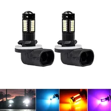 2 Unid blanco 30-SMD 4014, 880, 881, 889 H27 LED bombillas de repuesto para coche niebla luces -DRL lámparas 12 V coche led amarillo/azul hielo