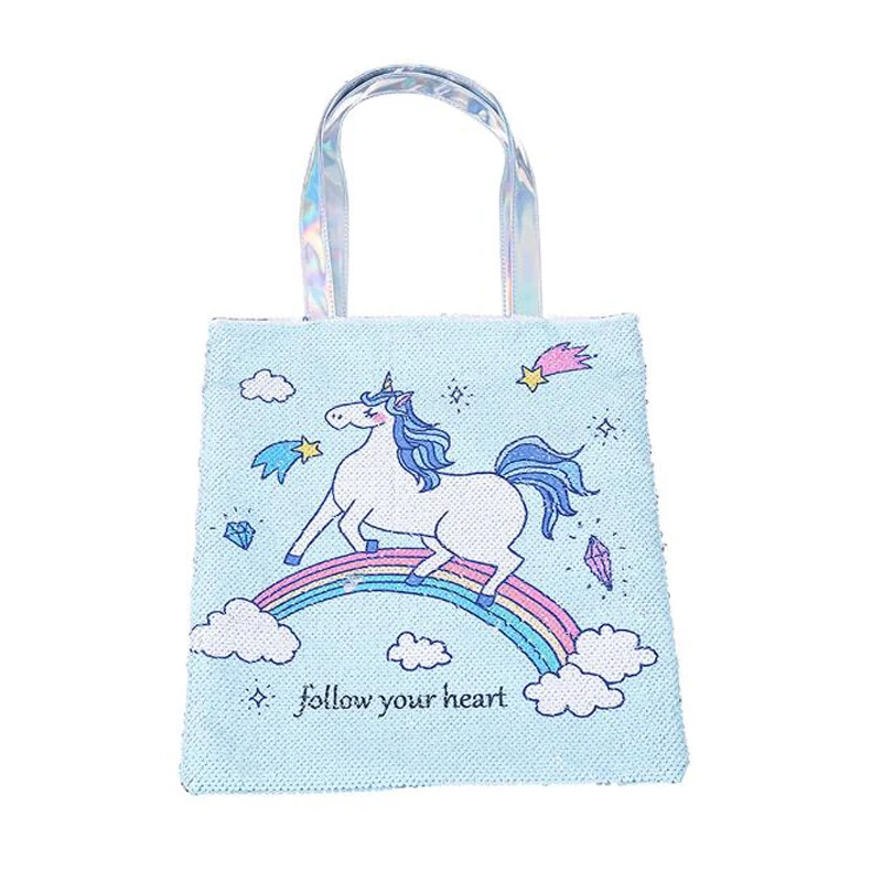 

2019 latest ladies cross bag cartoon sequins unicorn shoulder bag soft large capacity students diagonal package students