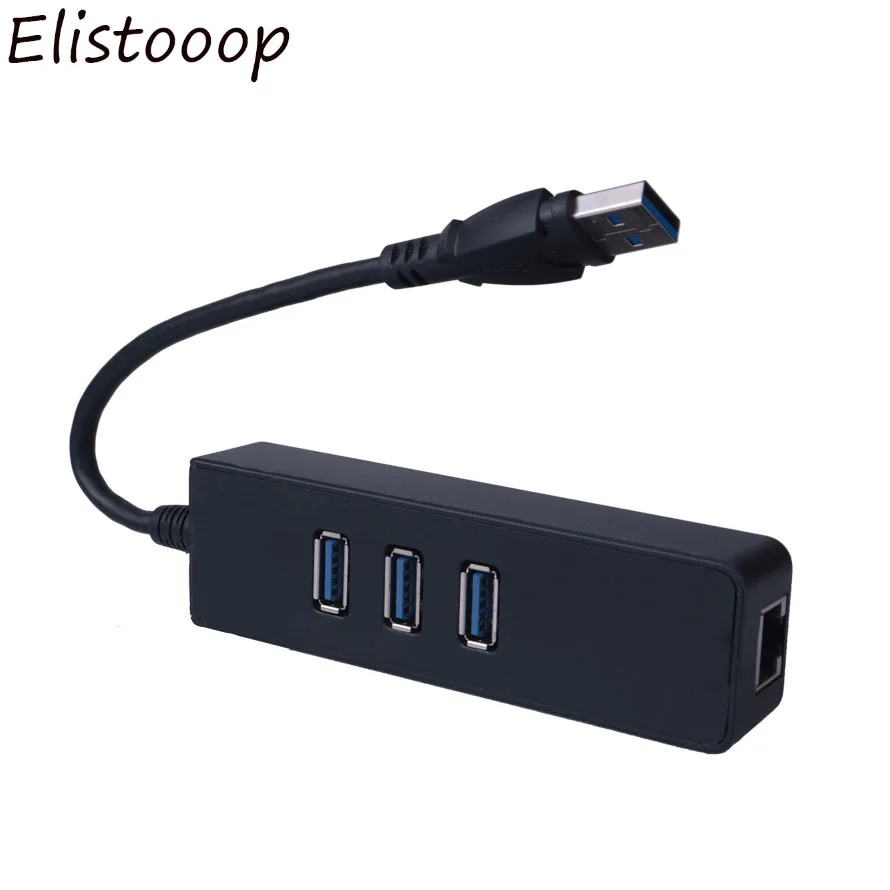 Elistooop 3 Ports USB 3.0 Hub 10/100/1000 Mbps To RJ45 Gigabit Ethernet LAN Wired Network Adapter Converter For Windows Mac | Электроника